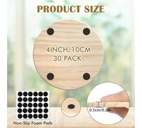 TEMU 10pcs Posavasos Redondos de Madera de 8cm/3.15inch con Base de Silicona Antideslizante - Perfectos para Manualidades DIY, Pintura y Grabado - Accesorios Ideales para Decoración del Hogar