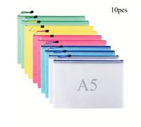 TEMU 10uds/20uds Bolsas A5 con Cremallera de Malla, Bolsas de Almacenamiento Multiusos de Plástico PVC para Material de Oficina, Cosméticos, Documentos y Organización de Viajes -