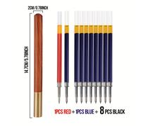 TEMU 11 Piezas de Bolígrafos de Madera Artesanales, Recambios Duraderos en Tinta , Azul y Negra - Juego de 10 para Adultos y