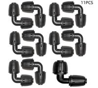 TEMU 11 Piezas de Conectores Universal para Riego por Goteo, Tuerca de Bloqueo Negra 16mm en Plástico para Sistemas de Riego de Jardín, Sin Necesidad de Energía
