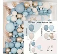 TEMU 119 globos de látex azules, blancos y dorados | Ideales para fiestas de , , ceremonias de graduación, aniversarios, despedidas de soltera, carnavales, decoraciones de para habitaciones,
