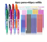TEMU 12/16/24/26/36/48pcs/Set Bolígrafos de Gel Borrables Multicolor con Reemplazables, Punta de Aguja 0.5mm, Bolígrafo Térmico Borrable, Material de Oficina