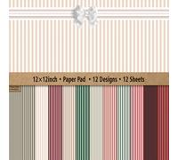 TEMU 12/24/36 Hojas Kit de Papel para 12x12 - Papel Decorativo para Empaque de Regalos, Planificación de Álbumes y Suministros de Scrapbooking Estético - Papel a Rayas de Invierno y Navidad