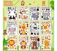 TEMU 12/24 pegatinas, adhesivos de animales: tigre, león, mono, elefante, cebra, , , pegatinas para cambiar DIY, divertidos adhesivos decorativos, diseños y no repetitivos