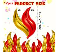 TEMU 12 globos de llama, 2 colores de globos de llama de 45.72 cm, globos rojos de película y dorados con temática de bombero, para decoración de de , falsa para suministros de de bomberos