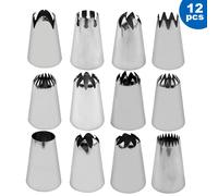 TEMU 12 Herramientas para Decorar Pasteles de Diferentes Formas, una Boquilla Grande de Acero Inoxidable de 3 cm de Diámetro, Boquillas con Forma de y Boquillas Grandes para Decoración de Pasteles
