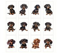 TEMU 12 Hojas de Tatuajes Temporales de Perro Salchicha, Artículos para Decoración de Fiestas, Pegatinas de Tatuajes Falsos Impermeables de Larga Duración de Perro Alemán, Corporal, Tamaño: 10X6Cm