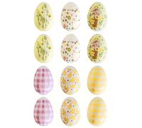 TEMU 12 huevos de Pascua de 4X6CM, decoraciones colgantes de huevos de Pascua, árboles de cesta de Pascua, decoraciones de huevos pintados a , decoraciones para fiestas de Pascua