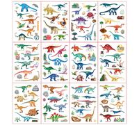 TEMU 12 láminas de tatuajes luminosos, serie de dinosaurios caricaturescos (148 diseños), pegatinas brillantes en , decoración corporal con tatuajes falsos, regalo ideal para fiestas y