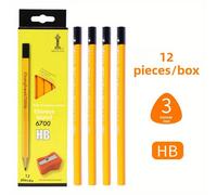 TEMU 12 lápices HB para , papelería triangular gruesa, de dibujo, juego de lápices para carpintería, un sacapuntas