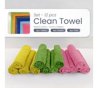 TEMU 12 Paños de Microfibra para Limpieza - Toallas Ultra Absorbentes para Cocina, Baño, Auto y Hogar - Multiusos 40x40cm - Sin Pelusa y Sin Rayas