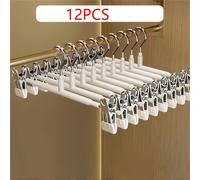TEMU 12 Perchas Ajustables con Clips, Perchas Metálicas Antideslizantes que Ahorran para Pantalones, Faldas y Todas las Prendas - Mantienen las Ropa y Organizada