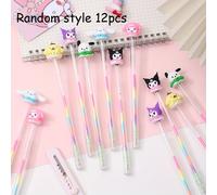 TEMU 12 piezas Bolígrafos de Gel Hello Kitty Sanrio Pastel Multicolor, Marcadores Kuromi y Cinnamoroll Adorables para u Oficina - Suministros de Papelería