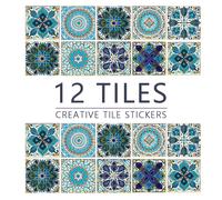TEMU 12 piezas de Adhesivos de Azulejos de Mosaico Floral Estilo Bohemio - 3.96X3.96 Pulgadas, Adhesivos de Vinilo para Revestimiento de Cocina, Baño y Decoración de Escaleras