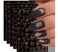 TEMU 12 Piezas de Calcomanías Autoadhesivas para Uñas, Decoraciones Temporales de Flores para y Verano - Brillantes con Diseños Florales, de Uñas de Plástico Autoadhesivo para Fiestas, y Uso Diario