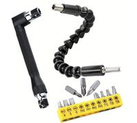 TEMU 12 piezas de eje de extensión flexible para taladro y adaptador inalámbrico inalámbrico de de impacto para taladro y juego de mini puntas de destornillador