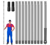 TEMU 12 Piezas de Extensión para Rodillo de Pintura 3-15 Pies, Telescópico de Acero Inoxidable de 10 Segmentos, Extensible con Adaptador , Herramienta para Pintura y Limpieza de