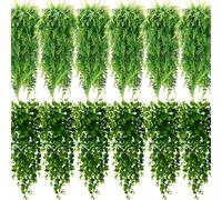 TEMU 12 Piezas de Follaje Artificial Colgante y para Decoración Exterior: Hogar, Jardín, , Festivales, Pasillos, Puertas, Halloween, Navidad y Más - Plantas Verdes Artificiales para