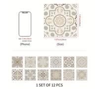 TEMU 12 Piezas de Pegatinas Bohemias Florales, Adhesivos PVC Autoadhesivos para Salpicaderos de Cocina y Paredes de Baño - Fácil Aplicación y Remoción 10/15/20cm*12pcs