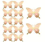 TEMU 12 piezas de pegatinas de mariposas de papel grandes 3D para decoración de fiestas, de mariposas grandes doradas y rosas, juego de pared de 2 tamaños diferentes para decoración de
