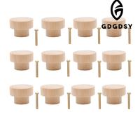 TEMU 12 Piezas de Pomos Redondos con Acabado en Madera Natural - Reciclada y Pulida, Fácil Instalación con Tornillos Incluidos, Diseño para Armarios de Cocina, Vestidores y Muebles (12 Pomos)