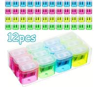 TEMU 12 sacapuntas grandes con tapas transparentes, diseño de recipiente, fabricados con un plástico específico para afilar lápices