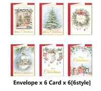 TEMU 12 Tarjetas de Navidad con Acuarela y Lámina Dorada, Sobres y Información , 6 Diseños, Ideales para , y Tarjetas Sueltas de Navidad
