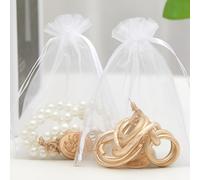 TEMU 120 bolsas de organza blancas de 4"×6" con cierre de cordón - Bolsas de regalo de malla duraderas para joyería, dulces, recuerdos de boda, decoraciones navideñas y festivas - Perfectas para