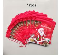 TEMU 12pcs Bolsas de Regalo con Cordón de Papá Noel - Bolsas de Almacenamiento Festivas de Navidad de Tela No Tejida en y Azul con Detalles de Cinta para Favores de Fiesta