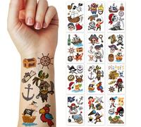 TEMU 12pcs Pegatinas de Tatuajes Temporales con Temática Pirata, Decoración para Fiestas, Suministros , Pegatinas de Tatuajes Falsos Impermeables y Duraderas, Corporal