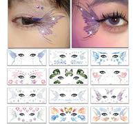 TEMU 12pcs Tatuajes Temporales de Cara de y Brillantes - Maquillaje de para Fiestas de , Halloween y