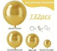 TEMU 132 Globos Metálicos Dorados en Diferentes Tamaños 18 12 10 5 Pulgadas, Kit de Globos de Látex, Ideal para Fiestas, Graduaciones, , Vacaciones, y Otras Decoraciones de