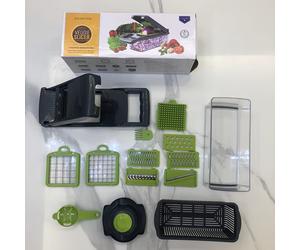 TEMU 14/16 piezas/juego Cortador de Verduras Multifuncional | Rebanador, Picador, Desmenuzador de Cocina con Múltiples Cuchillas de Acero Inoxidable, Operación Manual, Cuerpo de Plástico