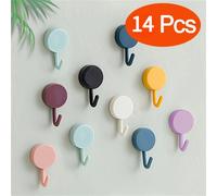TEMU 14 ganchos de pared adhesivos, colores surtidos enviados , colgadores autoadhesivos para baño, cocina, hogar, toallas, llaves, ganchos de pared sin taladro, ganchos utilitarios