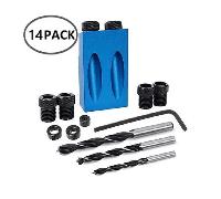 TEMU 14pcs Herramientas de carpintería, Bolsillo Oblicuo Agujero Tornillo Jig Localizador Brocas, 15 Grados Ángulo Taladro Guía Set, Perforadora de Agujeros, Herramientas de Carpintería