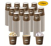 TEMU 150/40 vasos de papel desechables de 2 oz para de la , vasos para café, vasos para bebidas frías/calientes, vasos marrones para agua para fiestas, picnics, viajes