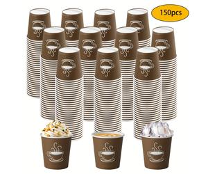 TEMU 150/40 vasos de papel desechables de 2 oz para de la , vasos para café, vasos para bebidas frías/calientes, vasos marrones para agua para fiestas, picnics, viajes