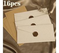 TEMU 16 piezas, 3 sobres, 3 sellos de cera, 10 hojas de carta, juego de sobres de lino , estilo vintage para cartas de amor, invitaciones, comercial, de , 8.66 x 4.33 pulgadas