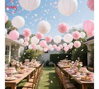 TEMU 16 Piezas de Farolillos de Papel y para Decoración Colgante en , y Baby Showers - Set de Suministros para Fiestas en Rosa/ para Halloween y Navidad
