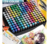TEMU 176 Colores Marcador de Punta + Libro de Dibujo + Bolsa de Tela, con Colores Brillantes y Punta , Ideal para Profesionales, Ilustración y Artística - Regalo de Navidad