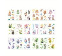 TEMU 18 Stickers Brillantes de Tatuajes de Animales para Decoración Personalizada, Perfectos para Fiestas Corporal y Tatuajes Brillantes