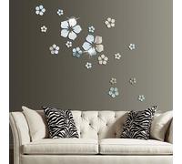 TEMU 18pcs/set 3d Flor acrílico espejo, pegatina de pared, azulejo de pared de dormitorio y baño impermeable, pegatinas autoadhesivas de