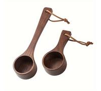TEMU 1pc/2pcs Cuchara Medidora de Café de Madera de Nogal Negro Cuchara Medidora de Mango Largo Cuchara de Madera para Polvo de Café con Cuerda Colgante
