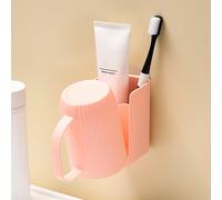 TEMU 1pc/2pcs Juego de Soporte de Cepillo de Dientes para Pared con Vaso para Enjuague Bucal para Baño