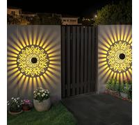 TEMU 1pc/2pcs Luz Solar de Pared Exterior Mandala Rosa, Luz de Valla Metálica Solar para Exteriores, Tema Mandala IP65, Ideal para de Jardín, Patios y Decoraciones de Patio Trasero