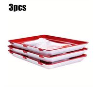 TEMU 1pc/3pcs Bandeja Reutilizable para Almacenamiento de Comida, Juego Organizador de Fiestas - Plástico Duradero, Ideal para la Cocina y Uso en
