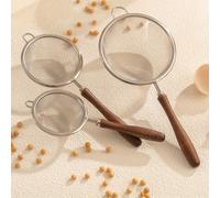 TEMU 1pc/3pcs Colador Pequeño de Acero Inoxidable con Mango de Madera, Filtro de Residuos de Leche de Soja, y Té, de para Hornear, Cuchara Filtro de Aceite