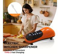 TEMU 1pc Afilador Eléctrico Portátil Multifuncional para Cocina - /Fino, Compacto para Camping y BBQ | Diseño Estilizado, USB-C. Naranja / | ¡El Gadget de Cocina y !