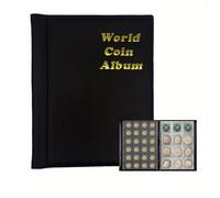 TEMU 1pc Álbum de Colección de Monedas y Sellos de Gran Capacidad con 180 Ranuras, Estampado en Lámina Dorada y Repujado para Insignias, Pegatinas y Fundas Protectoras