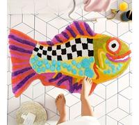 TEMU 1pc Alfombra Creativa de Pez Feo Colorida, Alfombra Irregular para Baño, Felpudo Absorbente Engrosado de Ducha en de Cachemira